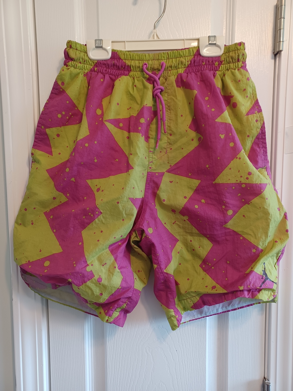 Jordan Jumpman Poolside Swim Trunks Neon Green&Fushsia Retro 90s Mens Small